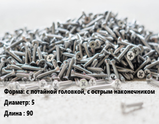 Шуруп с потайной головкой, с острым наконечником 5х90 оцинкованный по дереву, шт цена По запросу где купить, условия доставки в Шымкенте и Южно-Казахстанской области